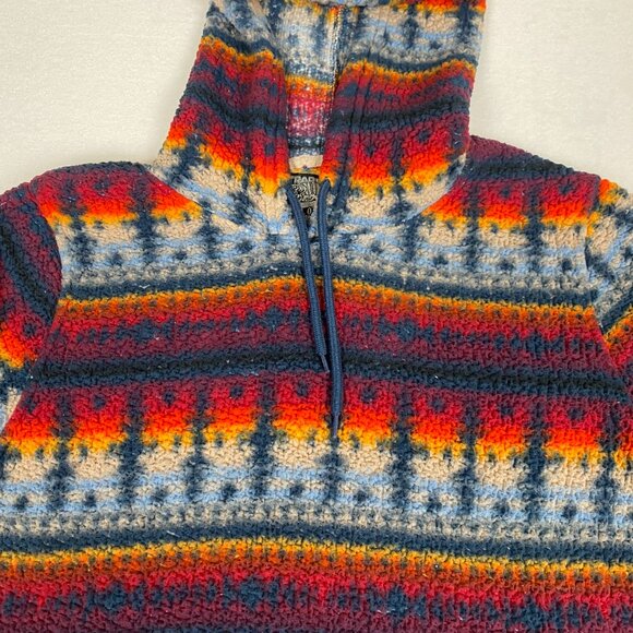 Brooklyn Cloth Fleece Aztec Native Geometric Sunset Print Color Striped Hoodie - Picture 4 of 11
